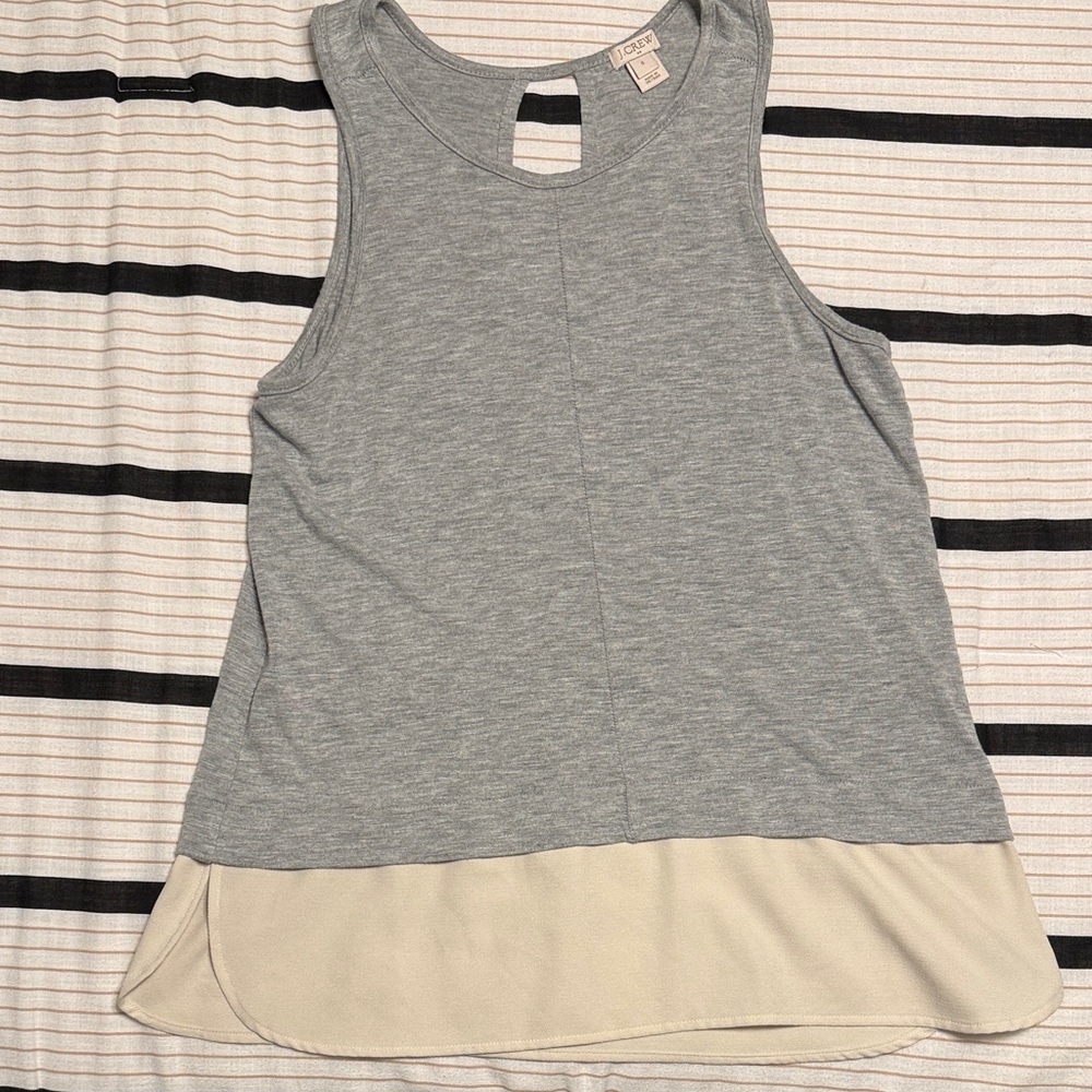 J. Crew Factory Heather Gray and Cream Tank Top